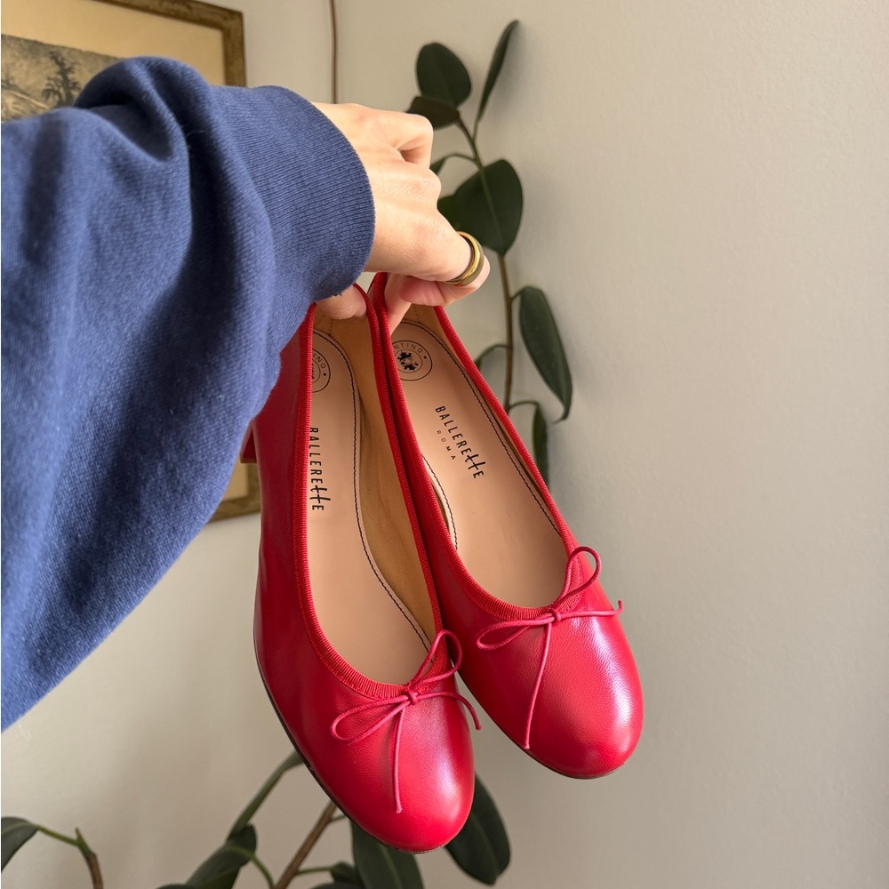 Classic Red Leather Ballet Flats